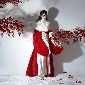 Китайский стиль династий Вэй и Цзинь, Ханфу, красный костюм феи, элегантный костюм, женская одежда