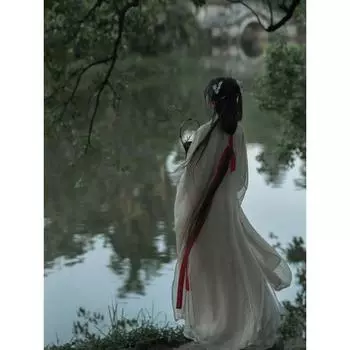 Китайский стиль династий Вэй и Цзинь в стиле Ханфу для женщин, топ с широкими рукавами и перекрестным воротником, элегантное платье с юбкой феи L слоновая кость