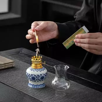 Китайский стиль DIY Кабинет Спальня Масляная лампа Чайный домик Стекло Новый китайский стиль Поделки Настольный орнамент Масляная лампа Винтажные украшения