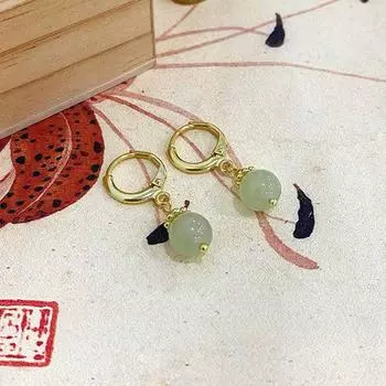 Китайский стиль Хотан нефрит серьги пуговицы для женщин новые китайский стиль красный агат серьги