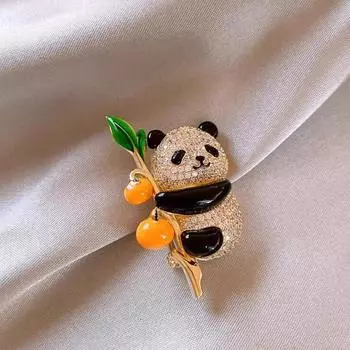 Китайский стиль хурма жуйи стразы маленькая панда броши для женщин одежда пальто аксессуары подарок 1pc
