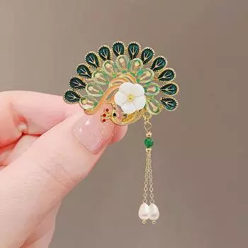 Китайский стиль Классическая брошь павлин для женщин Китайская винтажная брошь на лацкан из жемчуга, значок из сплава, брошь для костюма, ювелирные аксессуары 1Pc