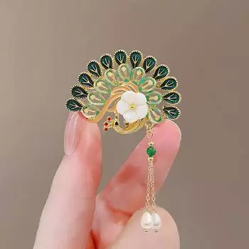 Китайский стиль Классическая брошь павлин для женщин Китайская винтажная брошь на лацкан из жемчуга, значок из сплава, брошь для костюма, ювелирные аксессуары