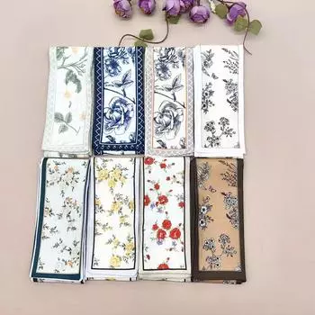 Китайский стиль Классическая лента Древний стиль Цветок Тонкая кисть Живопись Маленький шелковый шарф Завязанные волосы Узкий шарф Печатный головной убор Аксессуары для волос