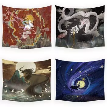 Китайский стиль Летающий дракон подвесная ткань офис гостиная гобелен украшение на стену дома гобелен 100x75cm