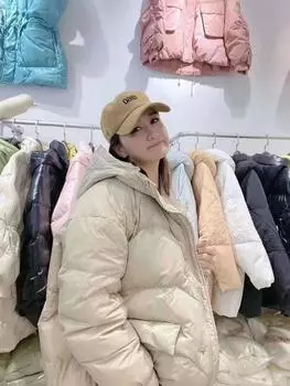 Китайский стиль литературный и художественный свободный большой размер с капюшоном однотонный повседневный 90% белый утиный пуховик утолщенная теплая куртка M хаки