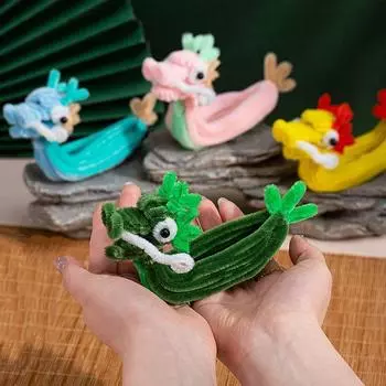 Китайский стиль Лодка-дракон Твистер Палка Мультфильм Лодка DIY Материал Упаковка Подарки на праздники жёлтый