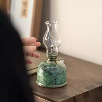 Китайский стиль масляная лампа чайный домик ремесла кабинет спальня стеклянный настольный орнамент керосиновая лампа рисованные узоры украшения