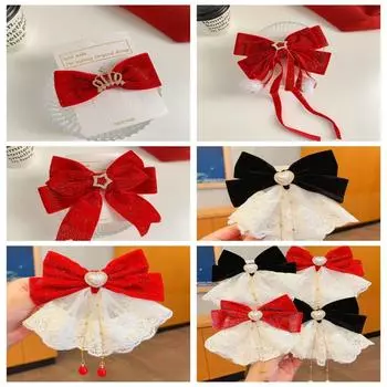 Китайский стиль, новогодние заколки, головной убор Ханфу, красный бант, заколка для волос, танцы