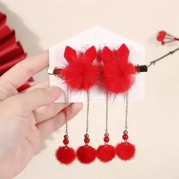 Китайский стиль Новогодние заколки Ханьфу головной убор Красный бант заколка для волос фестиваль Style3