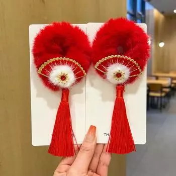 Китайский стиль Новогодний костюм для волос с красным бантом, детское новогоднее украшение для волос для детей Style8