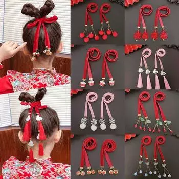 Китайский стиль плетеные волосы веревка головной убор ханьфу девушка DIY конский хвост милый новогоднее украшение для волос 13