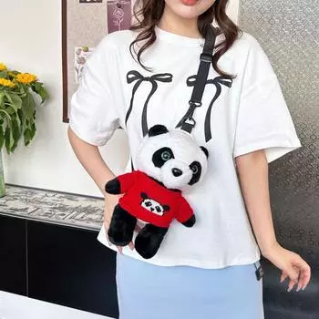 Китайский стиль плюшевая панда сумка на плечо школьный рюкзак плюшевый рюкзак мультфильм сумка через плечо для улицы style 2