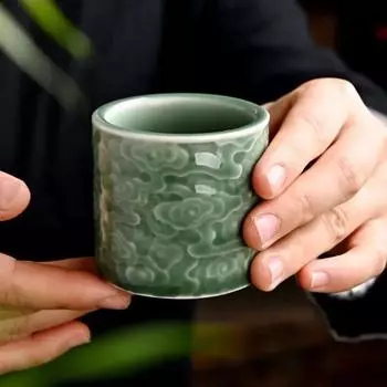 Китайский стиль простой нефрит мастер Сянъюнь одинарная чашка ретро Юэ печь селадон чайный сервиз чашка для чая личный кунг-фу образец большой 110ml