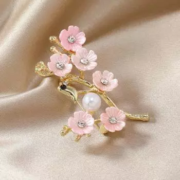 Китайский стиль ретро имитация ракушки розовый цветок брошь темперамент жемчужный цветок костюм аксессуары грудь цветок розовый