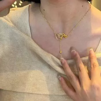 Китайский стиль ретро пряжка змея кулон ожерелье для женщин легкий роскошный зодиакальный год змеи ключица цепочка ювелирные изделия подарок 1Pcs