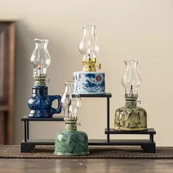 Китайский стиль рисованные узоры винтажный кабинет спальня настольный орнамент чайный домик керамические лампы гхи