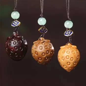 Китайский стиль сандалового дерева брелок кулон брелок ремешок милый мобильный телефон кольцо для женщин Strawberry(Style B)