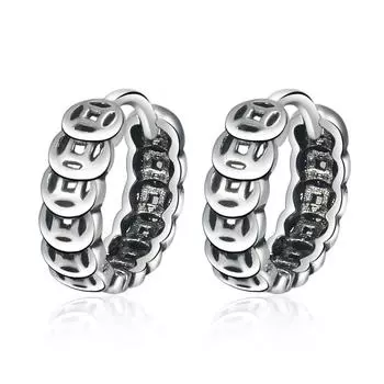 Китайский стиль счастливые монеты медные монеты серьги модные серьги ювелирные изделия ретро этнический стиль дизайн