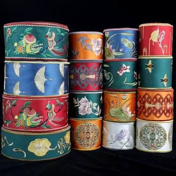 Китайский стиль шикарная вышитая кружевная отделка 10 см ширина этническая жаккардовая лента для штор аксессуары для одежды DIY ремесло 1 Meter