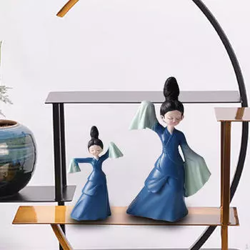 Китайский стиль смолы танцовщица статуя древняя женщина орнамент скульптура для рабочего стола гостиная 2x Small