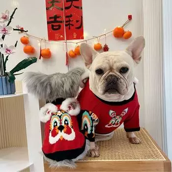 Китайский стиль Собака Новый год Кролик свитер кролик узор собака косплей костюм праздничная вечеринка M