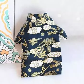 Китайский стиль Собака Тан костюм рубашка хлопок новогодняя одежда для собак весенний фестиваль M красный