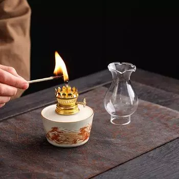 Китайский стиль Стеклянная уникальная масляная лампа Декоративные аксессуары Нарисованные вручную узоры Винтажные украшения