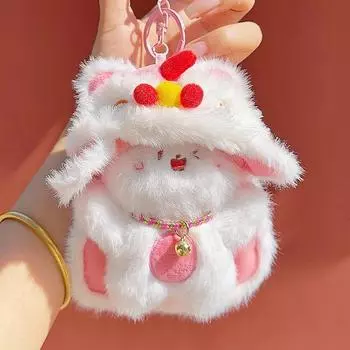 Китайский стиль Танец льва плюшевая подвеска удачи панда танец льва плюшевый брелок милый зверек кролик кошка традиционный автомобильный брелок