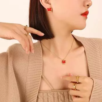 Китайский стиль, темперамент, нишевый дизайн, год тигра, зодиакальное ожерелье, модный браслет, тренд, серьги-гвоздики, комплект украшений Kawaii