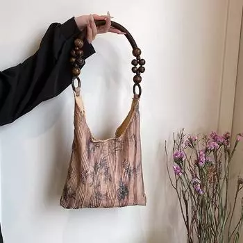 Китайский стиль традиционный чонсам ханьфу сумка через плечо модная бамбуковый лист принт плиссированная сумка повседневная сумка для поездок на работу