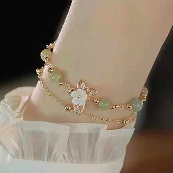 Китайский стиль уникальный дизайн элегантный изысканный двухслойный цветочный бисерный браслет для женщин ювелирные изделия вечеринка премиум подарок