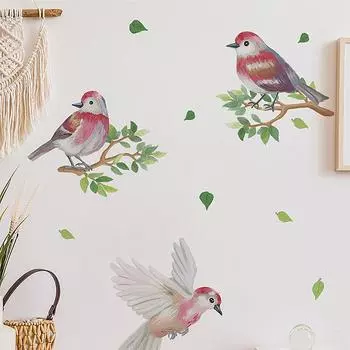 Китайский стиль Винтаж Птица Наклейка Гостиная Диван Настенный Декор Наклейки Фреска розовый