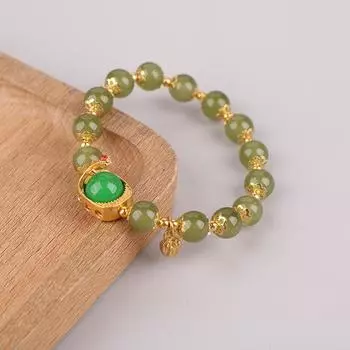 Китайский стиль Винтаж зеленый бисер совместный бисерный браслет для женщин простой шарм цветочный браслет ювелирные изделия подарок