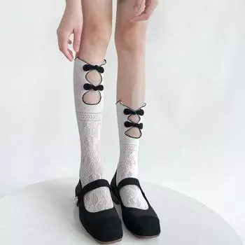 Китайский стиль женские чулки нижнее белье сексуальные кружевные сетчатые чулки гольфы JK Lolita милые девушки длинные носки чулки белый