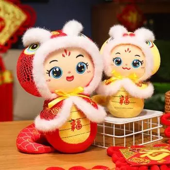 Китайский стиль змея кукла мягкая игрушка животное милый дизайн подушка S красный