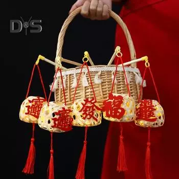 Китайский традиционный фонарь ручной работы, светодиодный светильник, украшение для праздничного фонаря, бамбуковый плетеный реквизит для фестиваля, декор сцены B