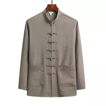 Китайский традиционный комплект одежды, мужская осенняя льняная рубашка с пряжкой, рубашка кунг-фу, восточный ретро-топ, брюки, дышащая униформа Тай-Чи, ханьфу 44