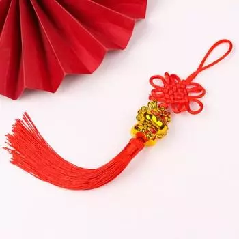 Китайский узел Подвесное украшение в виде дракона с красными кистями 2024 Год Праздника весны Дракона Крытый и открытый подвесной орнамент Новогодний кулон красный