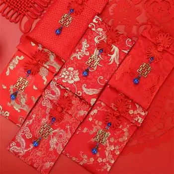 Китайский узел вышивка красный конверт помолвка подарок свадьба весенний праздник наилучшие пожелания китайская свадьба новый год красные пакеты синий