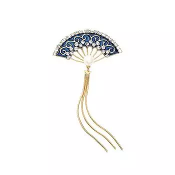 Китайский веер бахрома брошь женская личность темперамент эмаль бриллиант булавка модная брошь