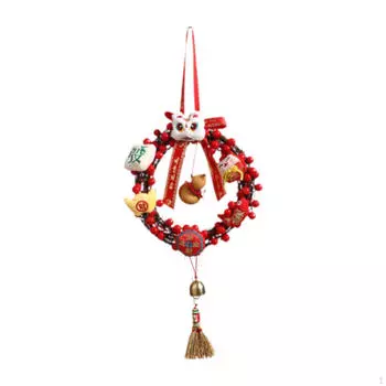 Китайский венок на год, сезонное подвесное украшение, праздничное украшение для входной двери