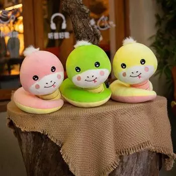 Китайский знак зодиака змея плюшевая игрушка спиральная змея Боа мягкие игрушки милая змея плюшевая кукла украшение автомобиля жёлтый