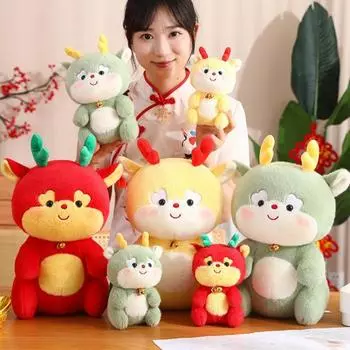 Китайский Зодиак Дракон Плюшевая Кукла 2024 Года Lucky Dragon Талисман Плюшевые Мультяшные Мягкие Чучела Куклы Фестиваль Домашнее Украшение Партии Новый красный