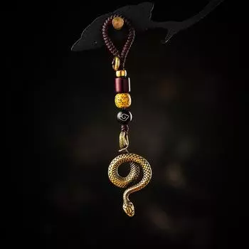 Китайский зодиак латунная змея счастливый кулон брелок креативный автомобильный брелок аксессуары для женщин и мужчин сумка подвеска ювелирные изделия подарок 1PC