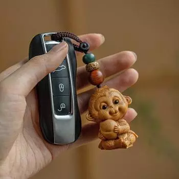 Китайский зодиак, резьба по дереву из скального кипариса, креативная твердая древесина, брелок для автомобиля, подвеска на сумку, подарок, аксессуары в китайском стиле