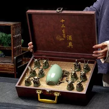 Китайский зодиак, высококачественный керамический винный набор, разделитель для белого вина, подарочная коробка, домашний барный набор, аксессуары