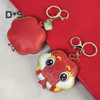 Китайский зодиакальный брелок в виде змеи 2025 года, подвесной кулон, красная мультяшная змея, украшение для рюкзака, украшения окна автомобиля красный