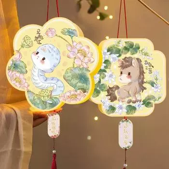 Китайский зодиакальный фонарь своими руками, ручные фонарики для весеннего фестиваля 2025, украшение для новогодней вечеринки, рождественские фонарики, подвески, детский подарок Other