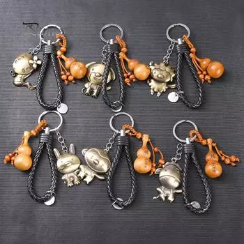 Китайский зодиакальный символ года животного брелок из персикового дерева, брелок для ключей из сплава, сумка, декор Monkey#